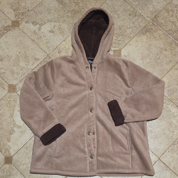 Cuddl Duds Jackets & Blazers - Brown and Tan Hooded Jacket